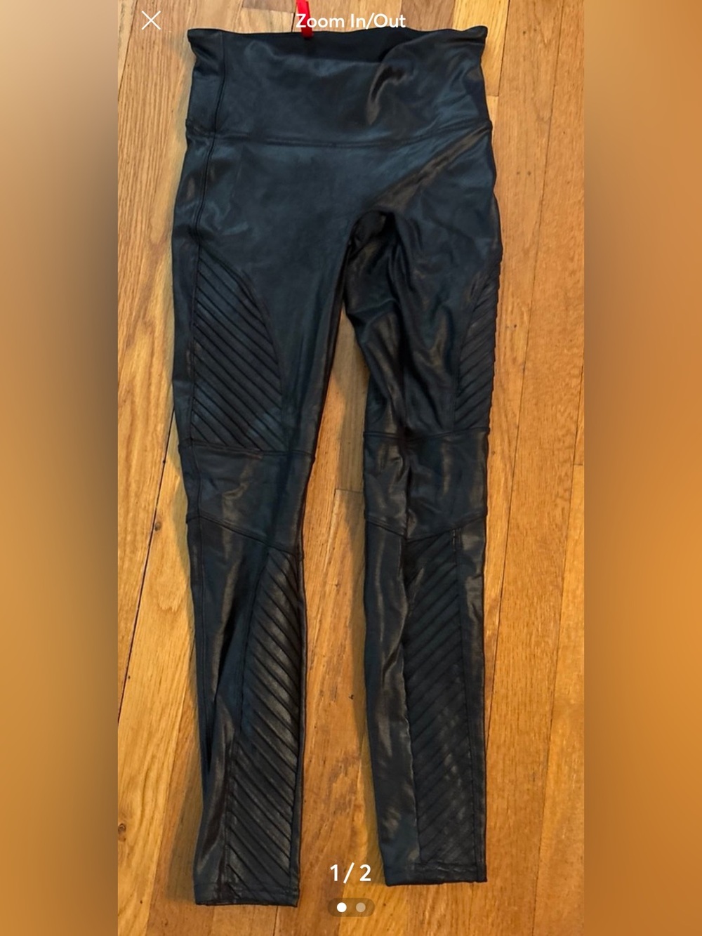 SPANX Black Faux-Leather moto leggings